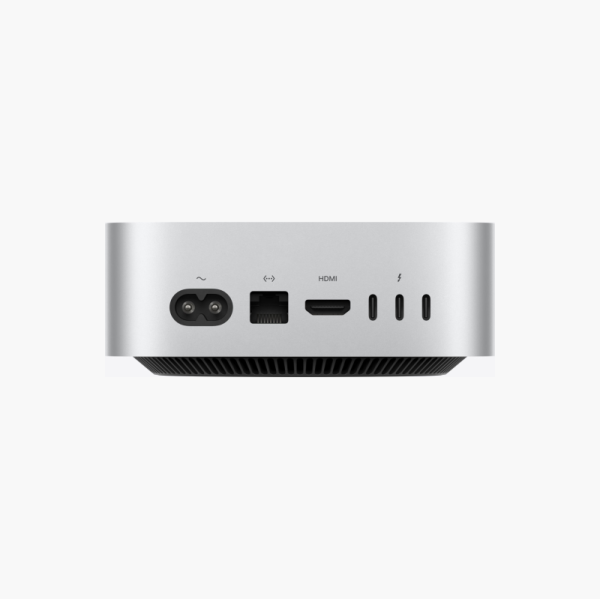 Apple Mac mini rear view with power Ethernet HDMI and Thunderbolt ports
