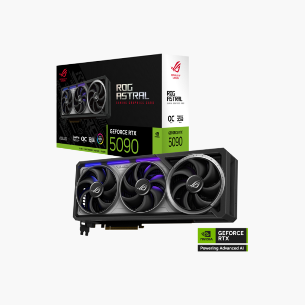 ASUS ROG Astral GeForce RTX 5090 32GB retail box and graphics card