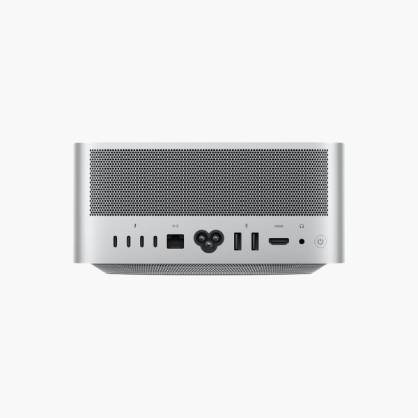 Apple Mac Studio rear view with Thunderbolt 5 USB-A HDMI Ethernet and audio ports